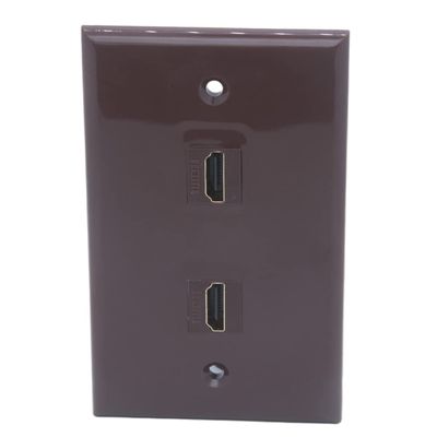 1Gang Colorful 2 Ports HDMI Female To Female Wall Plate (Brown)
