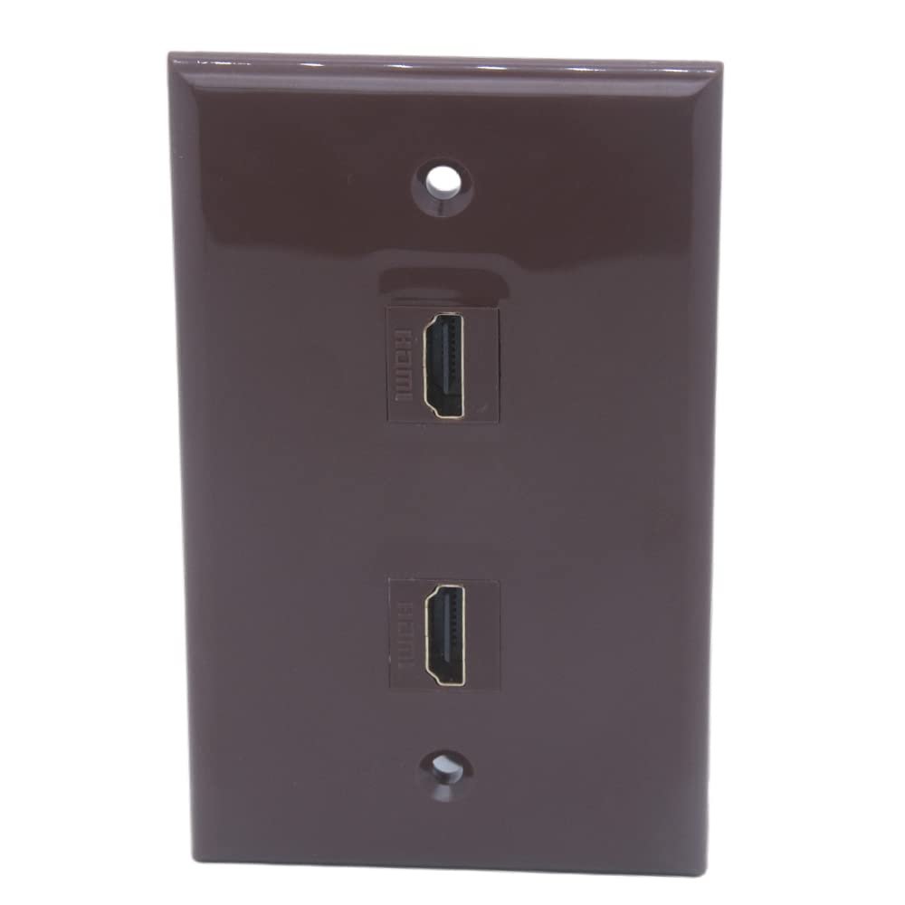 1Gang Colorful 2 Ports HDMI Female To Female Wall Plate (Brown)