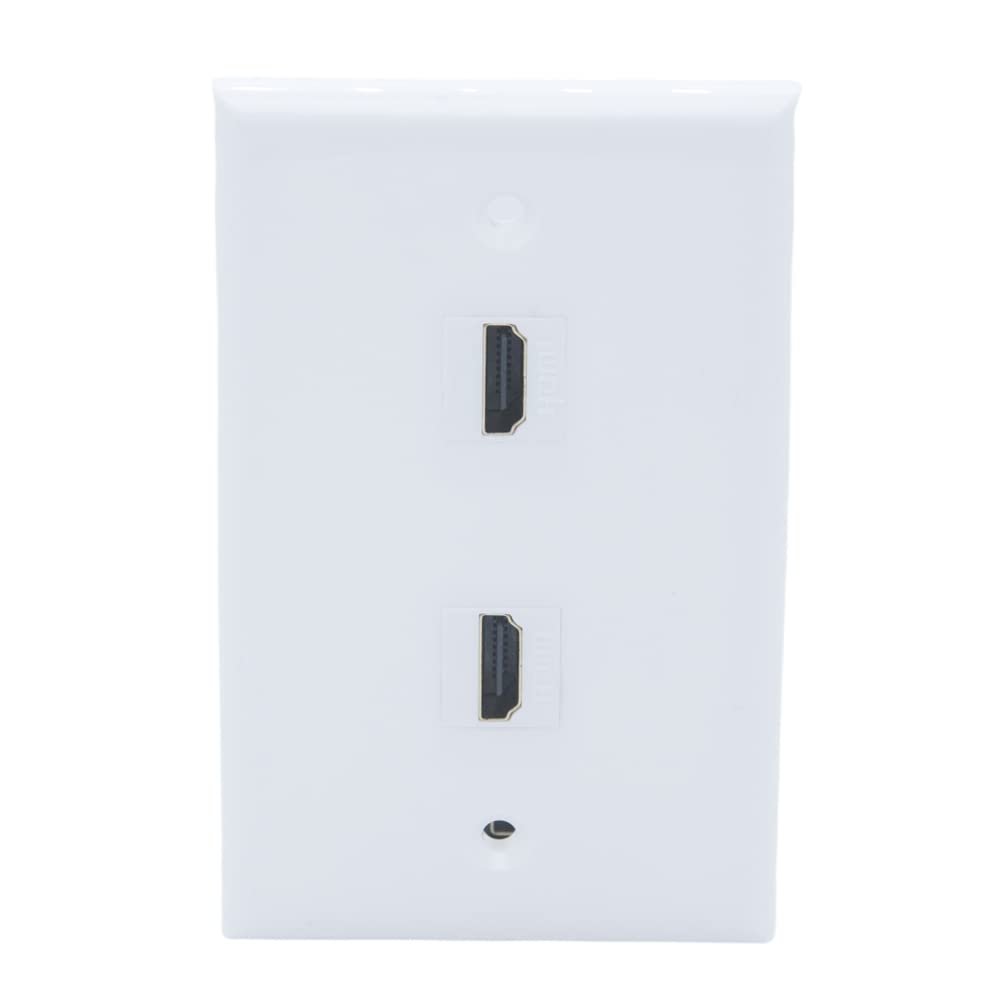 1Gang Colorful 2 Ports HDMI Female To Female Wall Plate (White)