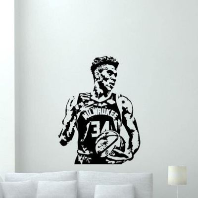 Antetokounmpo Wall Decal Vinyl Sticker Milwaukee 34 Sign Giannis Greek Freak Wall Decor Basketball Decals Playroom Home Bedroom Wall Art Stencil Decor Mural Removable Poster 1317