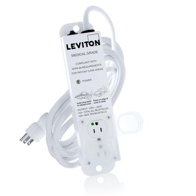 Leviton 15A, Medical Grade Power Strip, 2 Rec, 15' Cord, 5302M-1N5