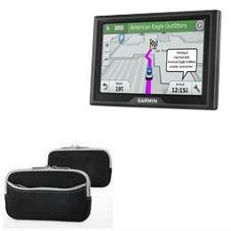 BoxWave Case Compatible with Garmin Drive 51 LMT-S - SoftSuit with Pocket, Soft Pouch Neoprene Cover Sleeve Zipper Pocket - Jet Black with Grey Trim