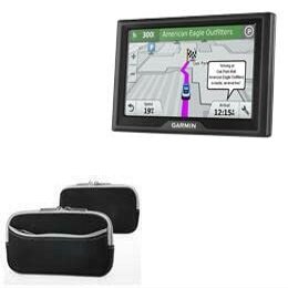 BoxWave Case Compatible with Garmin Drive 51 LMT-S - SoftSuit with Pocket, Soft Pouch Neoprene Cover Sleeve Zipper Pocket - Jet Black with Grey Trim