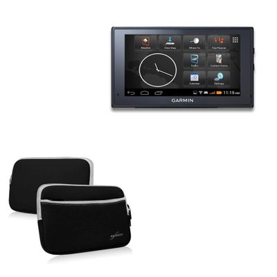 BoxWave Case Compatible with Garmin Fleet 670 - SoftSuit with Pocket, Soft Pouch Neoprene Cover Sleeve Zipper Pocket - Jet Black