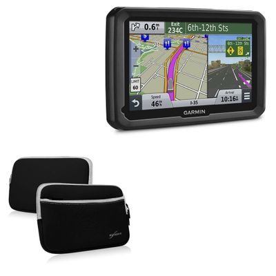 BoxWave Case Compatible with Garmin Dezl 570LMT - SoftSuit with Pocket, Soft Pouch Neoprene Cover Sleeve Zipper Pocket - Jet Black