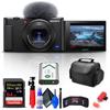 Sony ZV-1 Digital Camera (Black) (DCZV1/B) + 64GB Memory Card + Card Reader + Deluxe Soft Bag + Flex Tripod + Memory Wallet + Cleaning Kit (Renewed) view 1