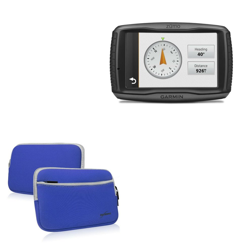 BoxWave Case Compatible with Garmin Zumo 590LM - SoftSuit with Pocket, Soft Pouch Neoprene Cover Sleeve Zipper Pocket - Super Blue