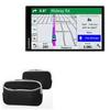 BoxWave Case Compatible with Garmin DriveSmart 51 LMT-S - SoftSuit with Pocket, Soft Pouch Neoprene Cover Sleeve Zipper Pocket - Jet Black with Grey Trim view 1