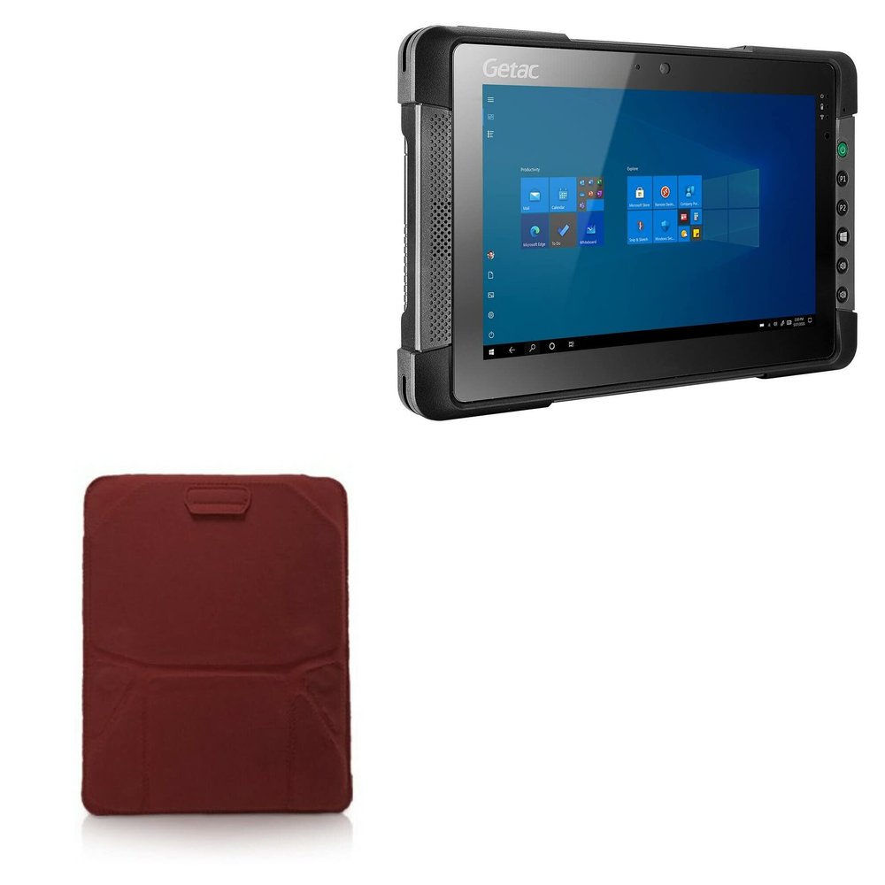 BoxWave Case Compatible with Getac T800 - Velvet Pouch Stand, Velour Slip Sleeve Built-in Foldable Kickstand - Burgundy