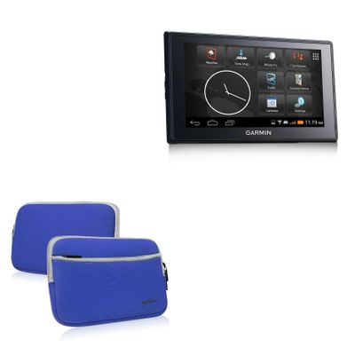 BoxWave Case Compatible with Garmin Fleet 660 - SoftSuit with Pocket, Soft Pouch Neoprene Cover Sleeve Zipper Pocket - Super Blue