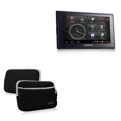 BoxWave Case Compatible with Garmin Fleet 660 - SoftSuit with Pocket, Soft Pouch Neoprene Cover Sleeve Zipper Pocket - Jet Black