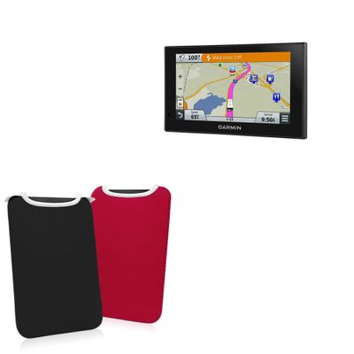 BoxWave Case Compatible with Garmin RV 660LMT - SlipSuit, Soft Slim Neoprene Pouch Protective Case Cover - Jet Black/Crimson Red (Reversible)