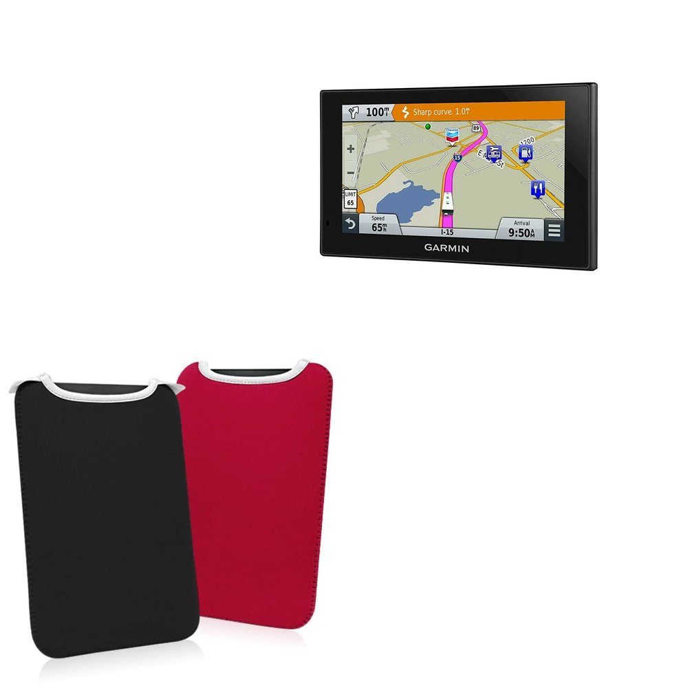 BoxWave Case Compatible with Garmin RV 660LMT - SlipSuit, Soft Slim Neoprene Pouch Protective Case Cover - Jet Black/Crimson Red (Reversible)
