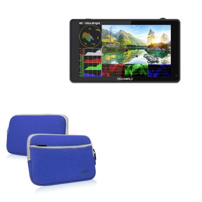 BoxWave Case Compatible with FeelWorld LUT6 - SoftSuit with Pocket, Soft Pouch Neoprene Cover Sleeve Zipper Pocket - Super Blue