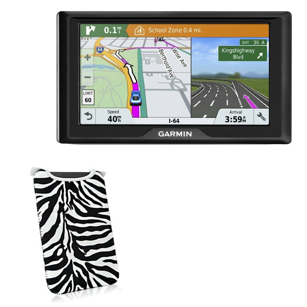 BoxWave Case Compatible with Garmin Drive 61 LMT-S - Zebra Plush SlipSuit, Animal Print Padded Soft Sleeve