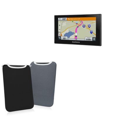 BoxWave Case Compatible with Garmin RV 660LMT - SlipSuit, Soft Slim Neoprene Pouch Protective Case Cover - Jet Black/Charcoal Grey (Reversible)