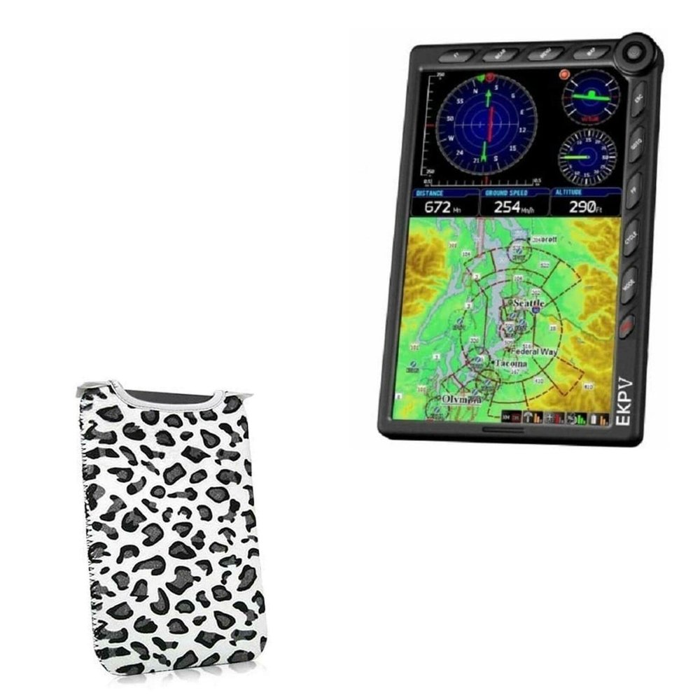 BoxWave Case Compatible with AVMap EKP V Handheld GPS - Snow Leopard Plush SlipSuit, Animal Leopard Print Padded Soft Sleeve