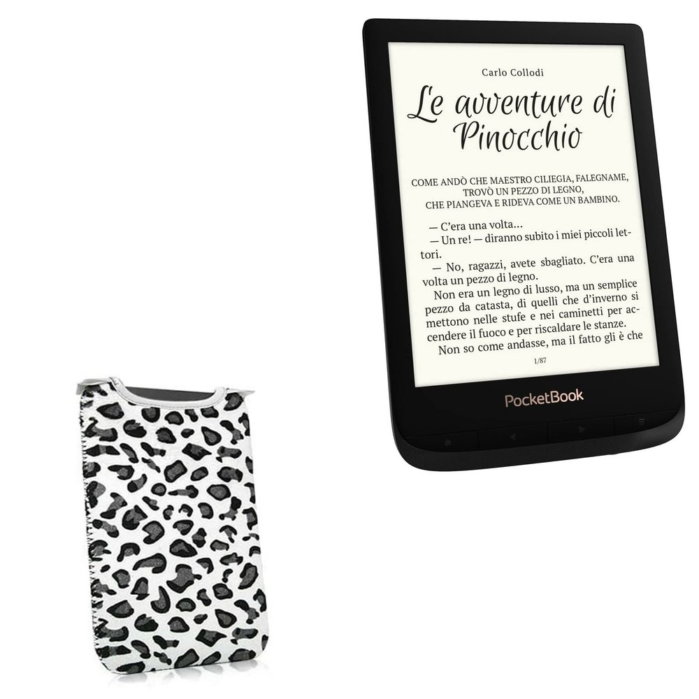 BoxWave Case Compatible with Pocketbook Touch Lux 4 - Snow Leopard Plush SlipSuit, Animal Leopard Print Padded Soft Sleeve