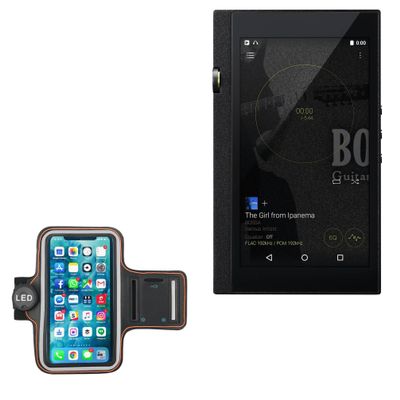BoxWave Case Compatible with Onkyo DP-X1A - JogBrite Sports Armband, High Visibility Safety Light LED Runners Armband - Bold Orange