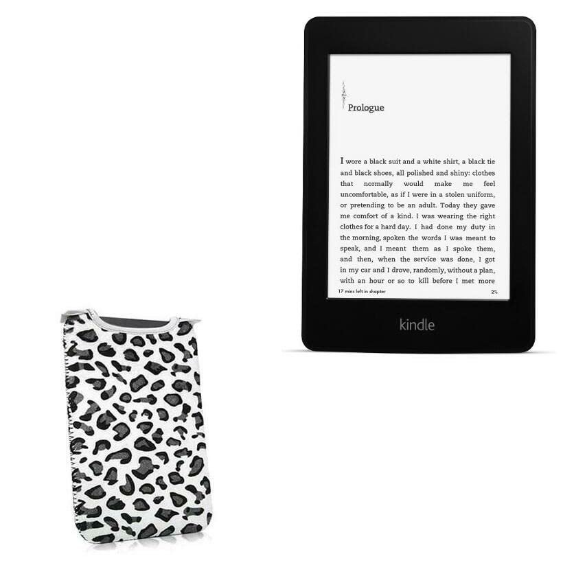 BoxWave Case Compatible with Amazon Kindle Paperwhite (2nd Gen 2013) - Snow Leopard Plush SlipSuit, Animal Leopard Print Padded Soft Sleeve