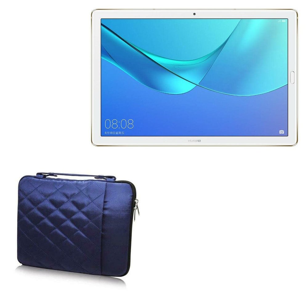 BoxWave Case Compatible with Huawei MediaPad M5 10.8 - Quilted Carrying Bag, Soft Synthetic Leather Cover w/Diamond Design - Navy