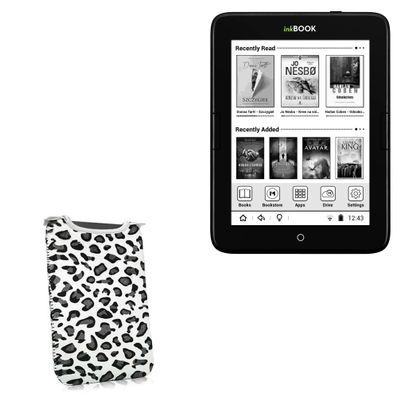 BoxWave Case Compatible with inkBOOK Obsidian - Snow Leopard Plush SlipSuit, Animal Leopard Print Padded Soft Sleeve
