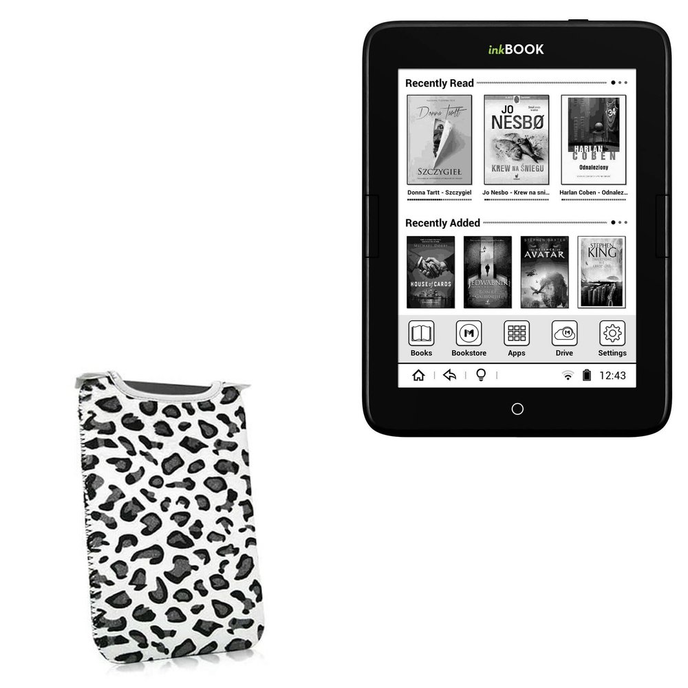 BoxWave Case Compatible with inkBOOK Obsidian - Snow Leopard Plush SlipSuit, Animal Leopard Print Padded Soft Sleeve