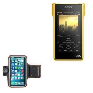 BoxWave Case Compatible with Sony NW-WM1Z - JogBrite Sports Armband, High Visibility Safety Light LED Runners Armband - Bold Orange