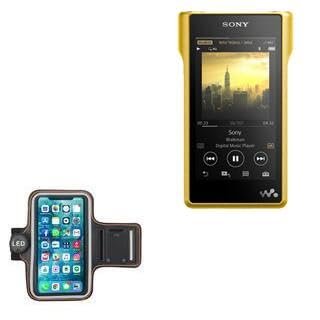 BoxWave Case Compatible with Sony NW-WM1Z - JogBrite Sports Armband, High Visibility Safety Light LED Runners Armband - Bold Orange
