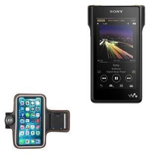 BoxWave Case Compatible with Sony NW-WM1A - JogBrite Sports Armband, High Visibility Safety Light LED Runners Armband - Bold Orange