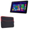 BoxWave Case Compatible with ASUS Transformer Book T300 Chi - SoftSuit with Pocket, Soft Pouch Neoprene Cover Sleeve Zipper Pocket - Jet Black with Red Trim view 1