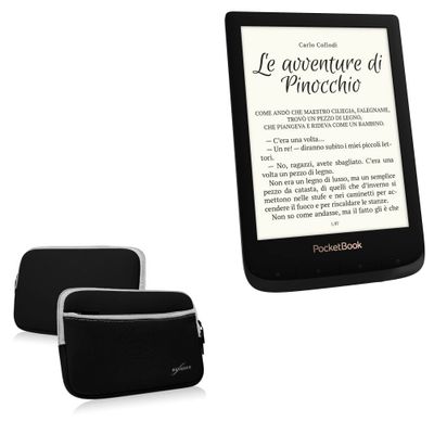 BoxWave Case Compatible with Pocketbook Touch Lux 4 - SoftSuit with Pocket, Soft Pouch Neoprene Cover Sleeve Zipper Pocket - Jet Black