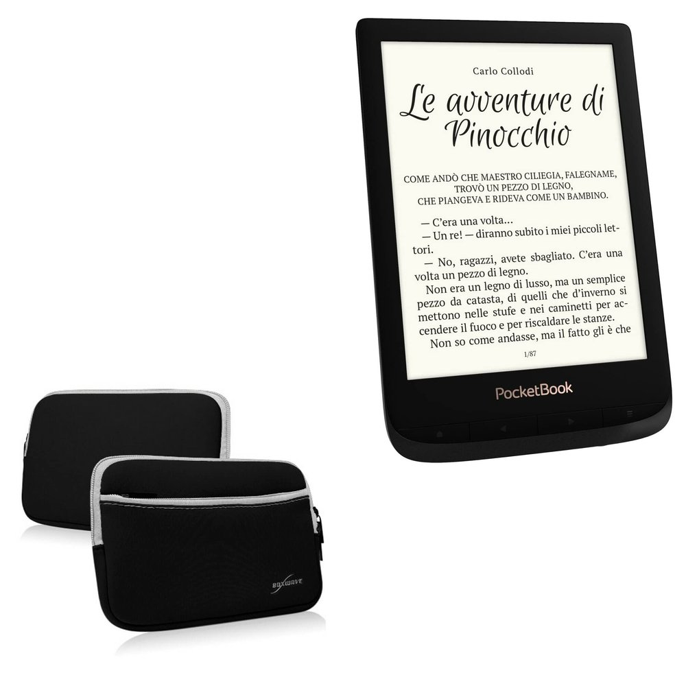 BoxWave Case Compatible with Pocketbook Touch Lux 4 - SoftSuit with Pocket, Soft Pouch Neoprene Cover Sleeve Zipper Pocket - Jet Black