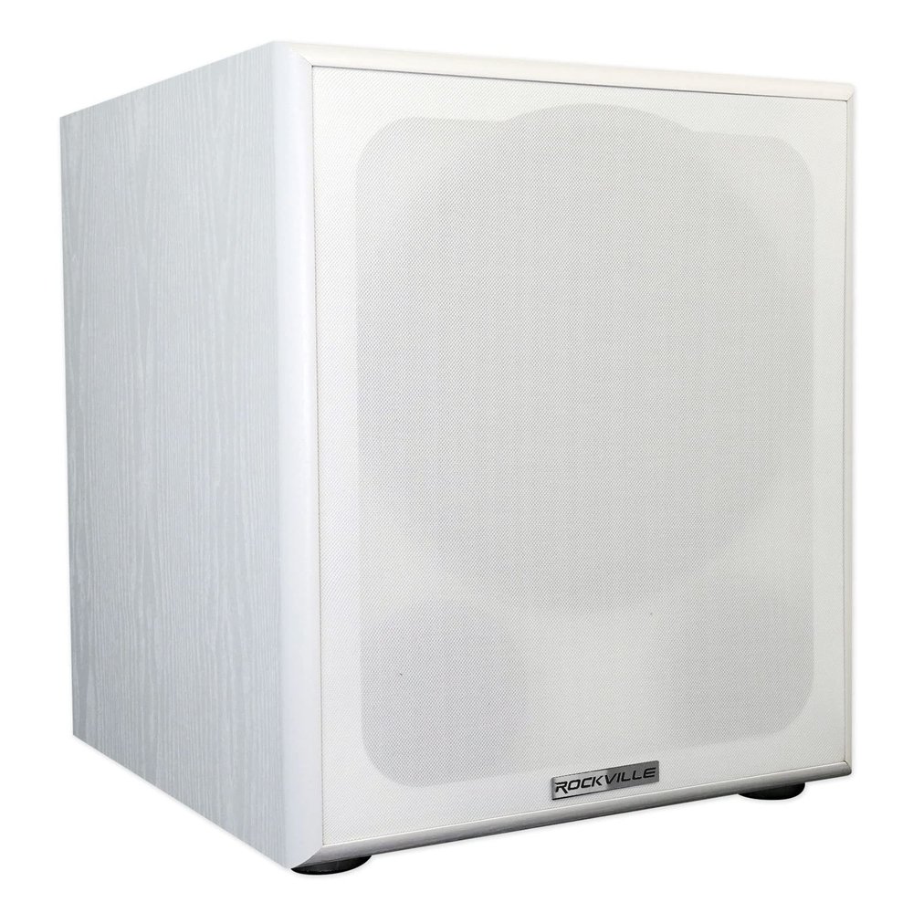 Rockville Rock Shaker 12 White Powered Subwoofer, 800W Peak/400W RMS, 12" Driver, MDF Cabinet, Rear-Firing Port, 20Hz-200Hz, for Home Theater, Movies and Music