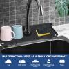 Silicone Faucet Handle Drip Catcher Tray Mat, Silicone Faucet Mat, Dish Soap Sponge Holder for Kitchen Sink Accessories, Drying Mat for Kitchen Counter & Bathroom Kitchen Sink Splash Guard (Black) view 3