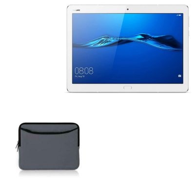 BoxWave Case Compatible with Huawei MediaPad M3 Lite 10 - SoftSuit with Pocket, Soft Pouch Neoprene Cover Sleeve Zipper Pocket - Charcoal Grey