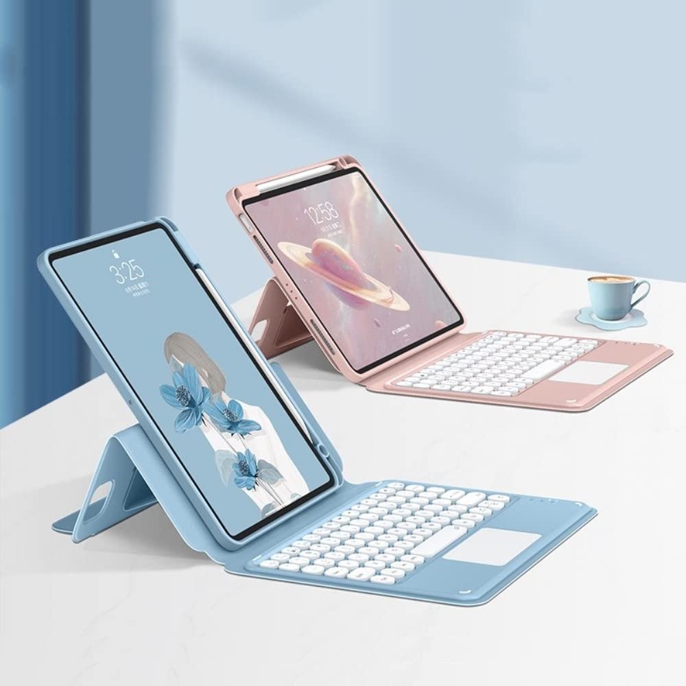 KMXDD Keyboard Case Compatible with iPad Mini 6th Generation Magnetic Case Touchpad Keyboard Vertical Detachable Keyboard Removable Transparent Back Cover (Pink)