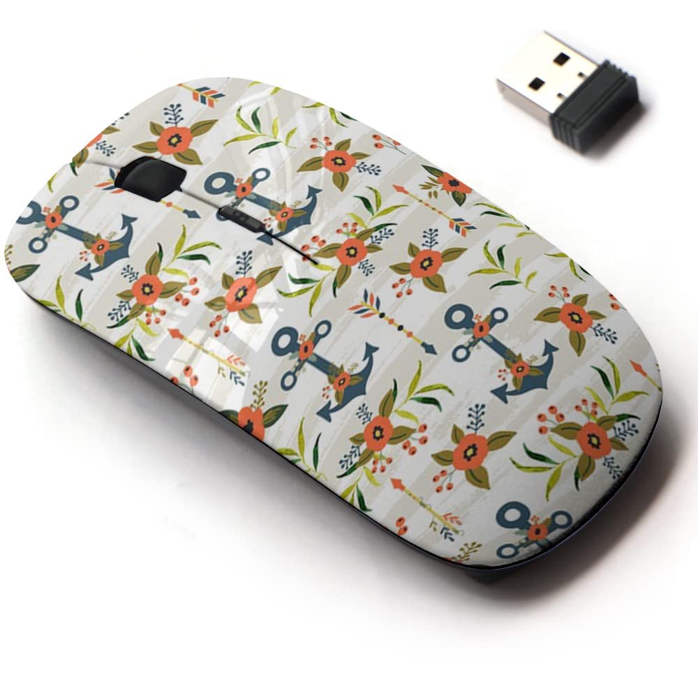 2.4G Wireless Mouse with Cute Pattern Design for All Laptops and Desktops with Nano Receiver - Beautiful Summer Flowers
