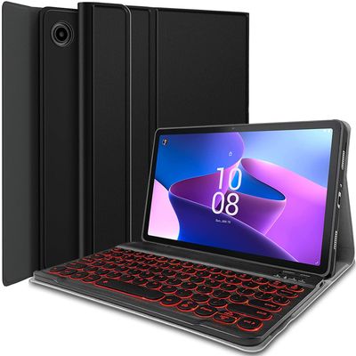 Backlit Keyboard Case for Lenovo Tab M10 Plus 3rd Gen (2022) 10.6 Inch, Wineecy Slim Stand Cover with 7 Colors Light Magnetically Detachable Wireless Keyboard for Lenovo Tab M10 Plus 3rd Gen 10.6 Inch