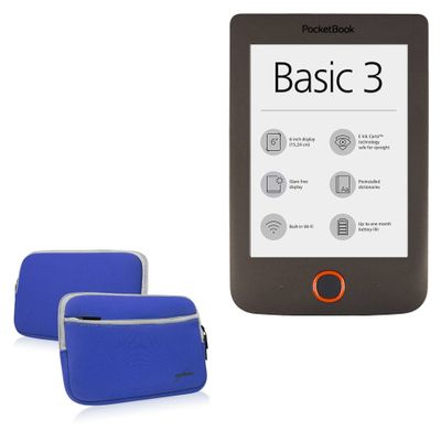 BoxWave Case Compatible with Pocketbook Basic 3 - SoftSuit with Pocket, Soft Pouch Neoprene Cover Sleeve Zipper Pocket - Super Blue