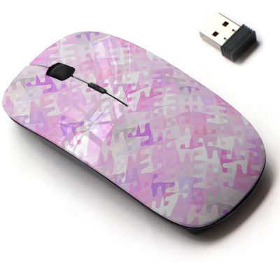 2.4G Wireless Mouse with Cute Pattern Design for All Laptops and Desktops with Nano Receiver - Bright Mosaic Pink