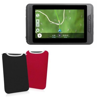 BoxWave Case Compatible with Magellan TR7 - SlipSuit, Soft Slim Neoprene Pouch Protective Case Cover - Jet Black/Crimson Red (Reversible)