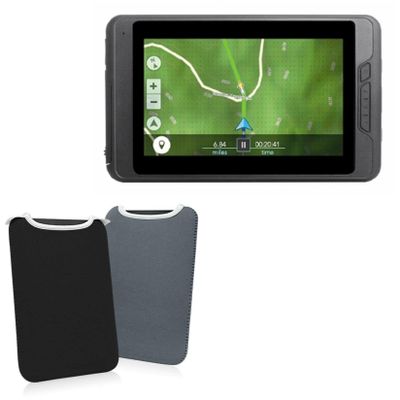 BoxWave Case Compatible with Magellan TR7 - SlipSuit, Soft Slim Neoprene Pouch Protective Case Cover - Jet Black/Charcoal Grey (Reversible)