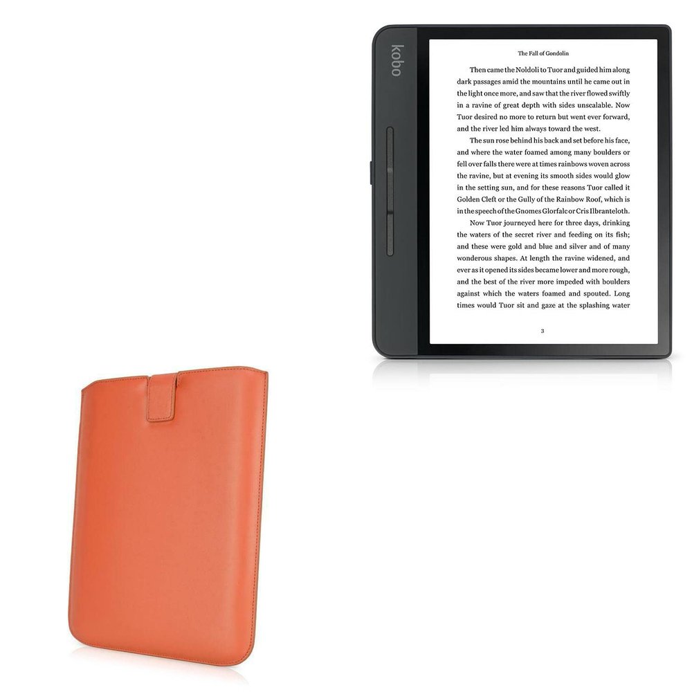 BoxWave Case Compatible with Kobo Forma - Designio Leather Pouch, Padded Genuine Leather Pocket Sleeve Pouch for Kobo Forma, Kobo Forma, Sage - Bold Orange