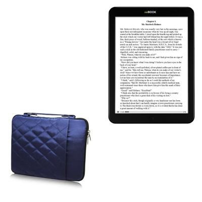 BoxWave Case Compatible with inkBOOK 8 - Quilted Carrying Bag, Soft Synthetic Leather Cover w/Diamond Design - Navy