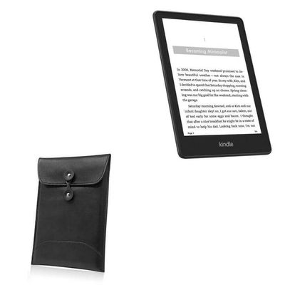 BoxWave Case for Amazon Kindle Paperwhite (5th Gen 2021) (Case Nero Leather Envelope, Leather Wallet Style Flip Cover for Amazon Kindle Paperwhite (5th Gen 2021)