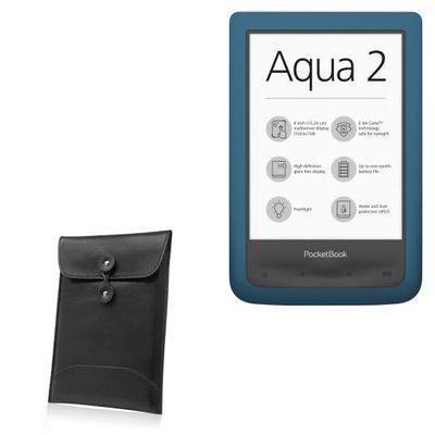 BoxWave Case Compatible with Pocketbook Aqua 2 - Nero Leather Envelope, Leather Wallet Style Flip Cover