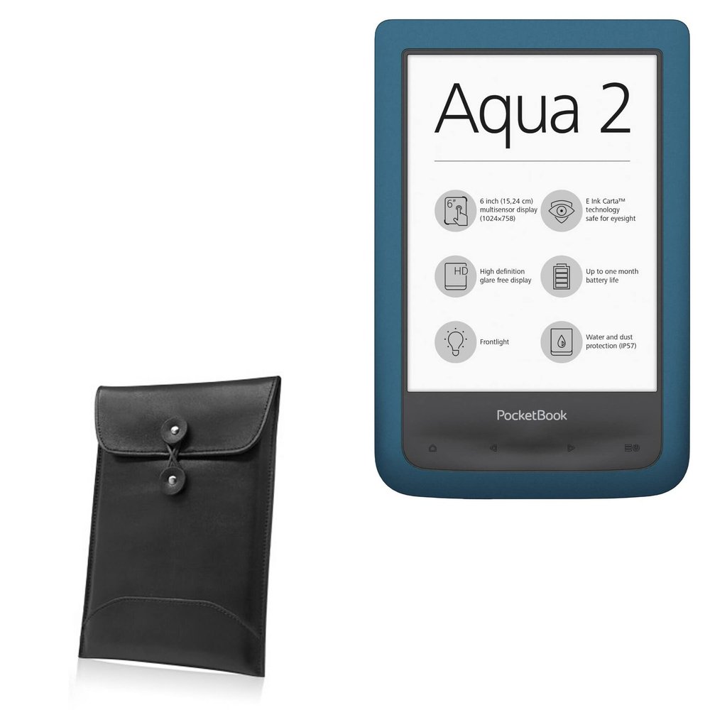 BoxWave Case Compatible with Pocketbook Aqua 2 - Nero Leather Envelope, Leather Wallet Style Flip Cover