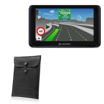 BoxWave Case Compatible with Navman - MY690LMMT - Nero Leather Envelope, Leather Wallet Style Flip Cover