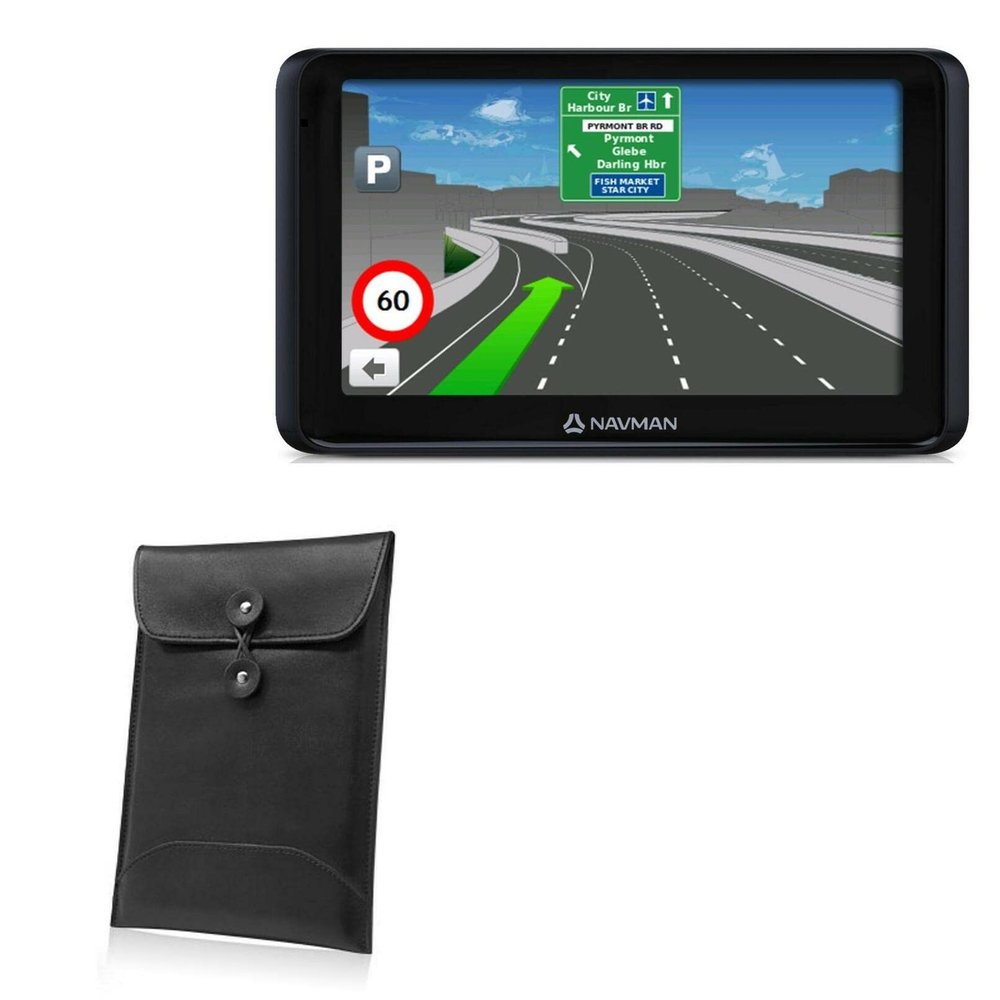 BoxWave Case Compatible with Navman - MY690LMMT - Nero Leather Envelope, Leather Wallet Style Flip Cover
